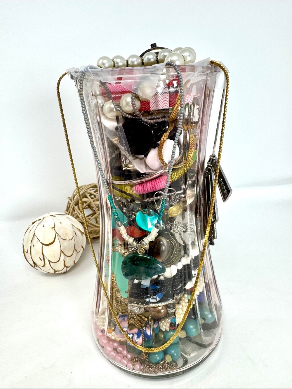 Large Glass Jewelry Jar with Assorted Vintage Jewelry Collection Lot - Picture 3 of 13